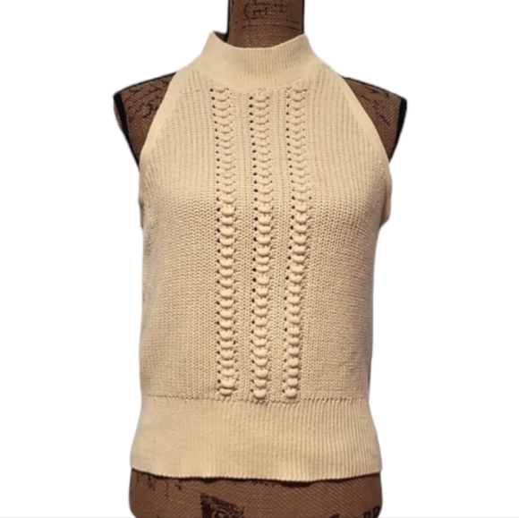 The Limited Sweaters - The Limited White sleeveless crew neck cable knit sweater sz. Lg.